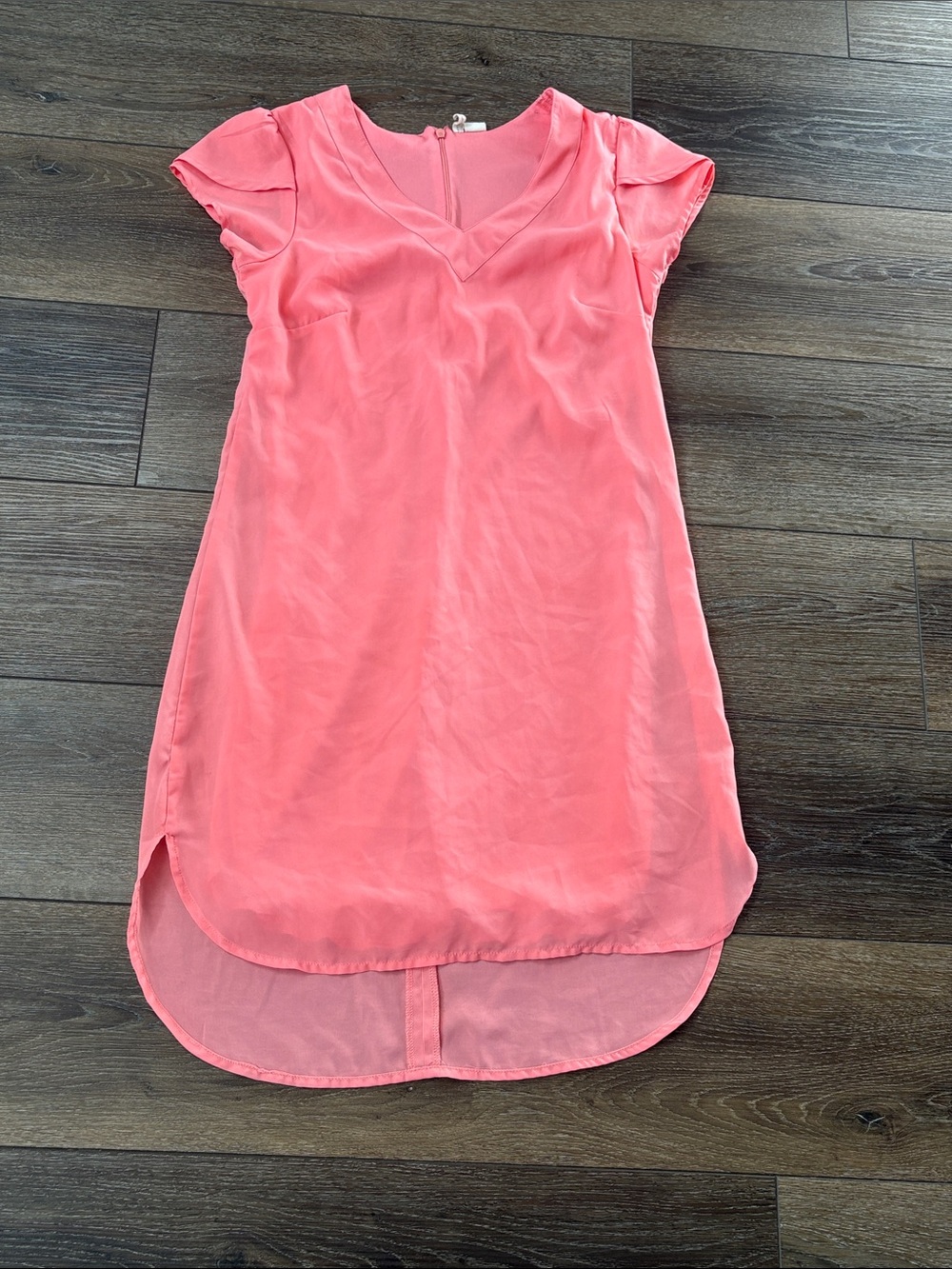 Japna Coral V-Neck Hi-Low Dress